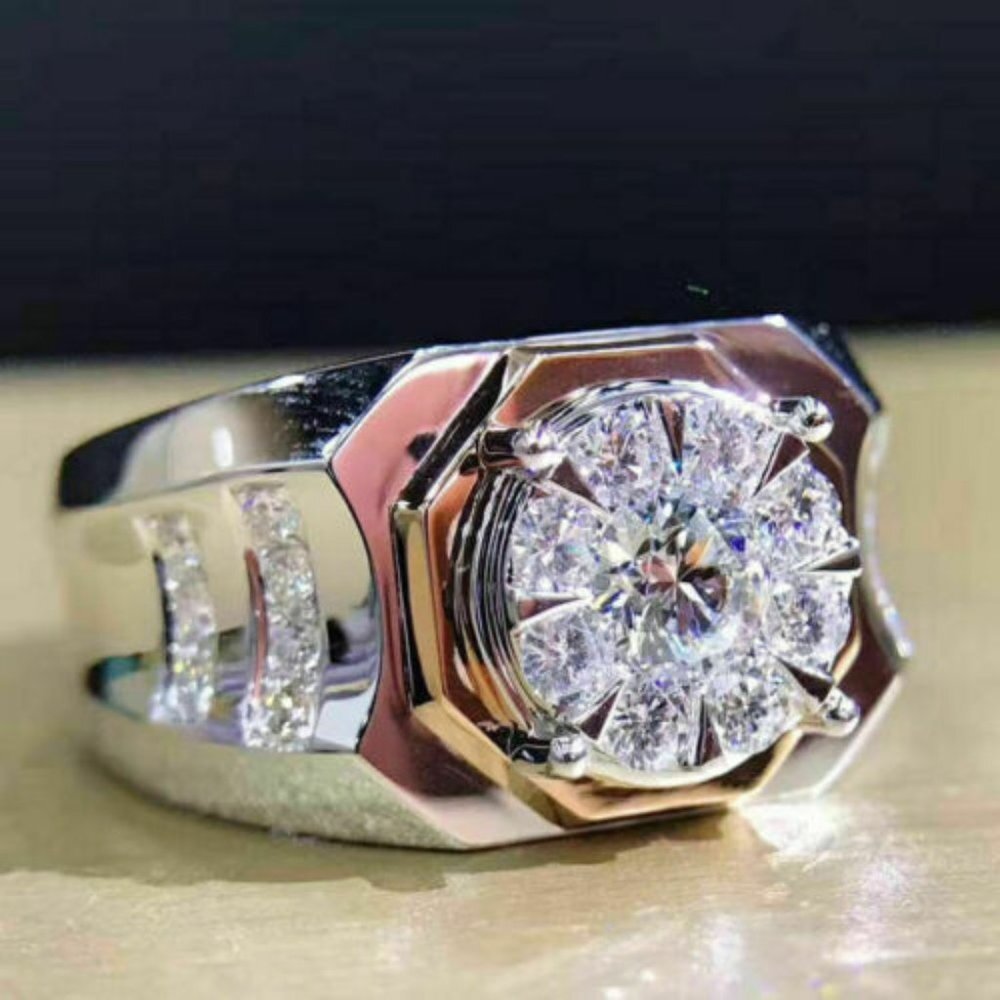 😍Engagement Flower Dazzle CZ Dainty Flower Ring Men/Women, L173 - Picture 5 of 6